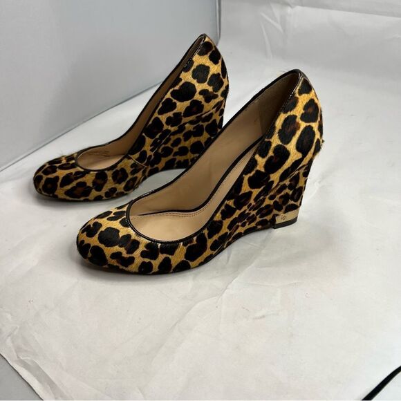 Tory Burch Astoria leopard Print Calf Hair Wedge Heels - Picture 6 of 16